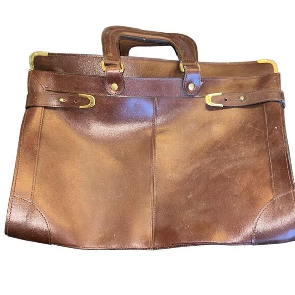 NWT Vintage HIT Briefcase Zip 3 pockets genuine leather brown - Picture 5 of 11